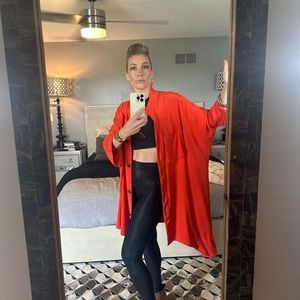 JI OH asymmetrical oversized shirt dress 100% silk ONE SIZE monarch orange